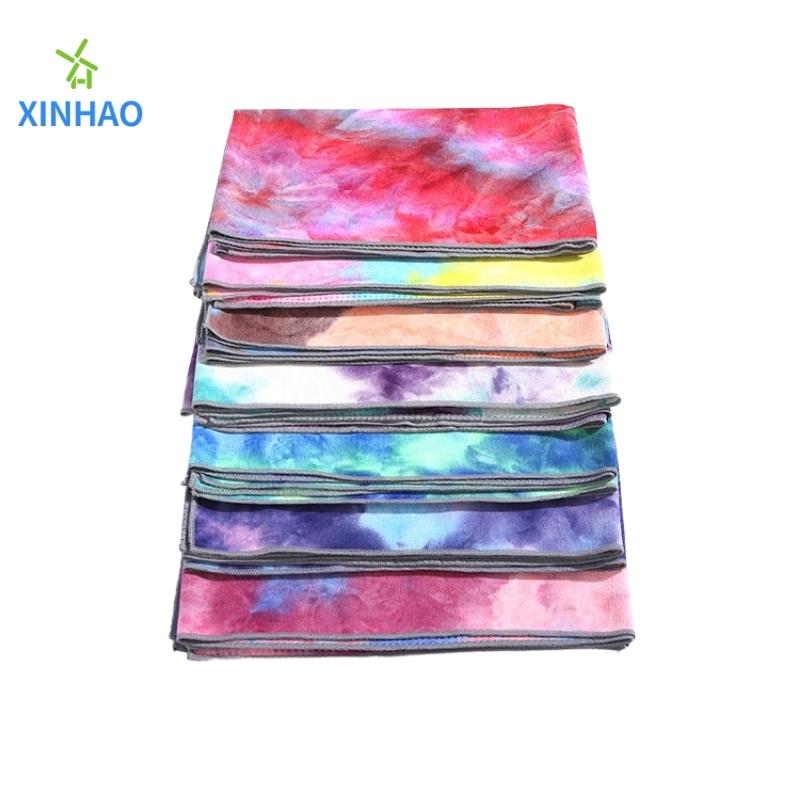 Asciugamano da yoga di protezione ambientale anti-slip all'ingrosso, asciugamano da yoga tie-dye ad alta temperatura morbido e assorbimento del sudore, ideale per yoga ad alta temperatura, pilates, fitness