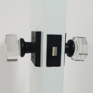 S2603 manopole per porte in cristallo in vetro trasparente interni, manopole per porte della privacy a forma di ottagono per camera da letto/bathroom,nero opaco