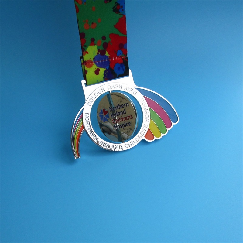 Medaglia di rotazione del colore arcobaleno argento lucido placcato