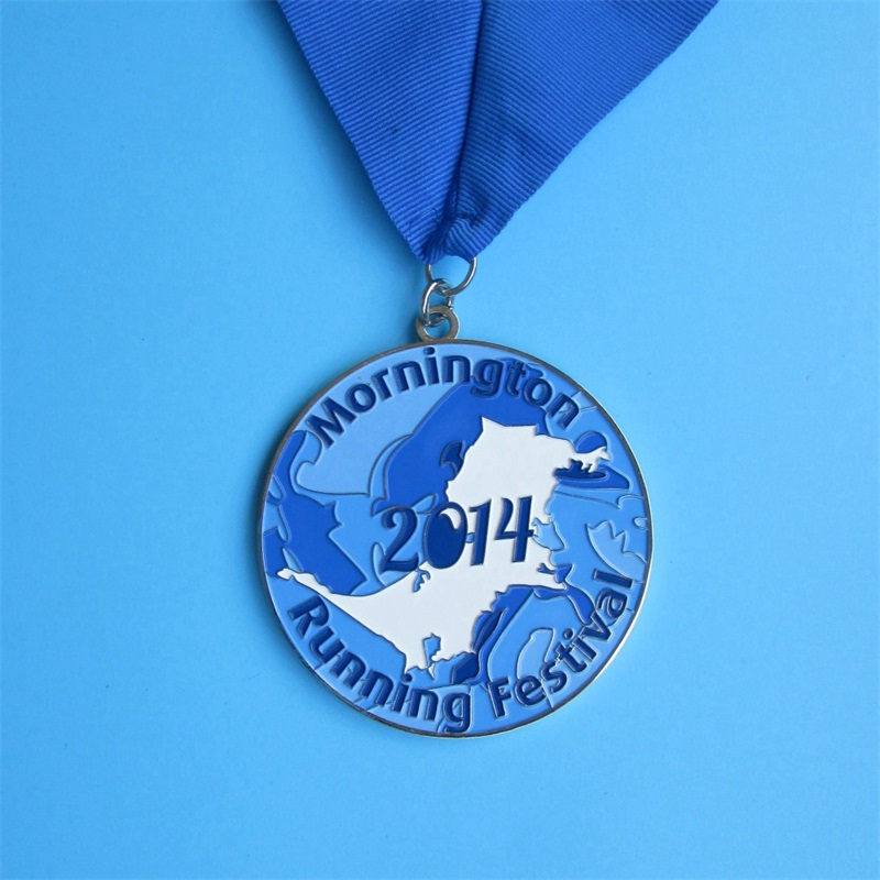 Awards Festival Awards Plaked Shiny Silver Running Medals
