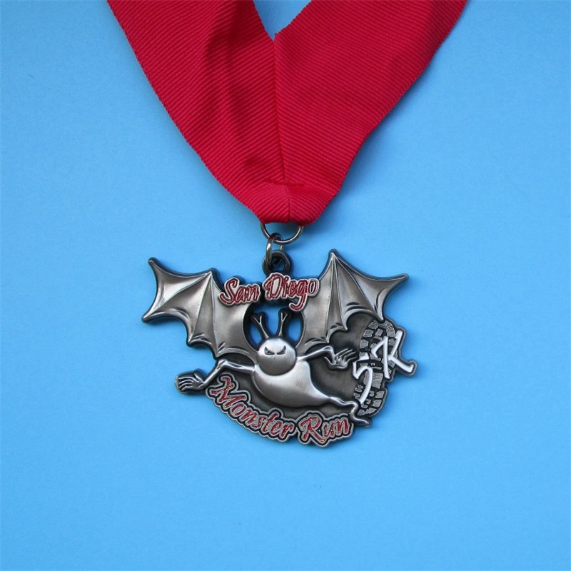 Medaglia di premio con logo personalizzato in fabbrica connastro in bronzo argento in bronzo in bronzo che corre maratona di sport medaglia sportiva in metallo