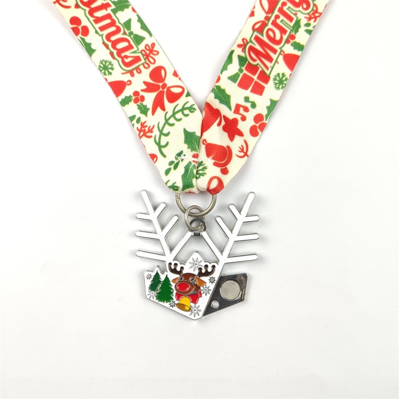 Medaglia d'argento Babbo Natale che corre medaglie regalo personalizzato per Natale