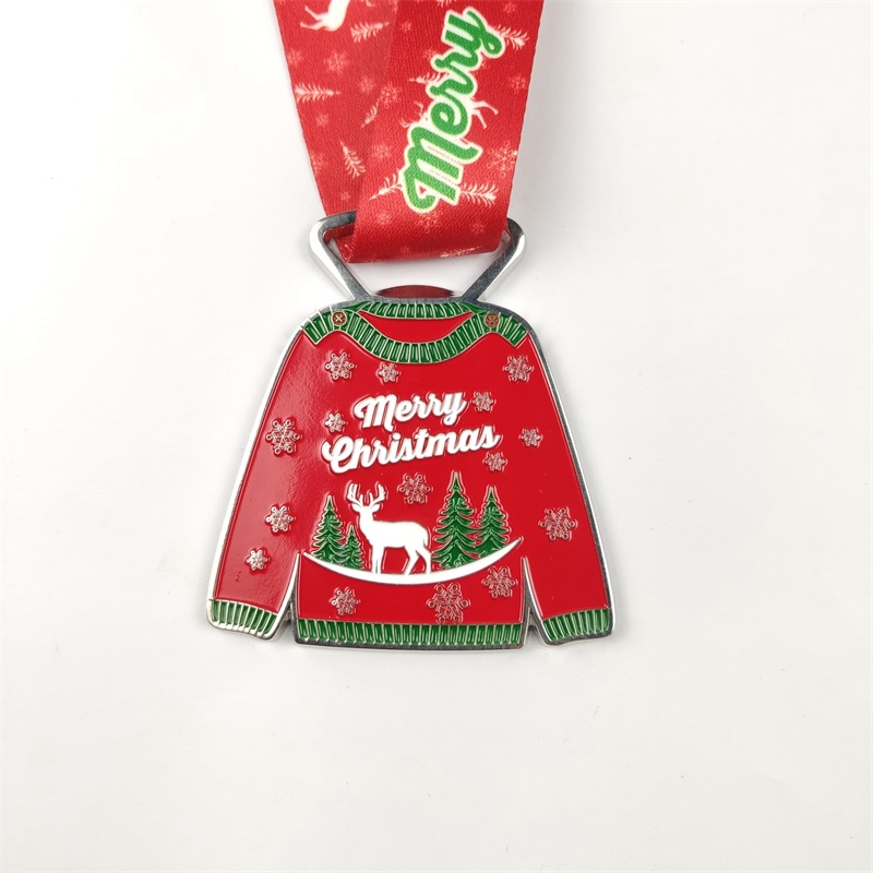 Medaglia d'argento Babbo Natale che corre medaglie regalo personalizzato per Natale