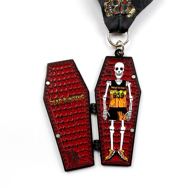 Medaglia di metallonero opaco in metallo di Halloween Flip-Open Sports Medals