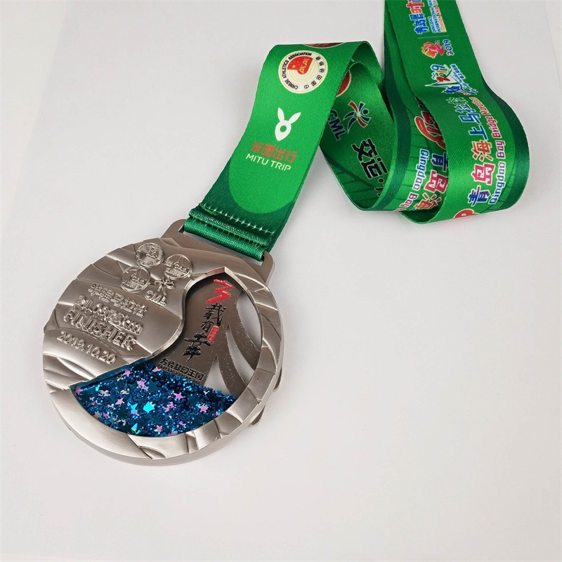 Progetta la tua medaglia in lega sportiva con il cordino iniettati sustili liquidi silver medaglioni d'argento