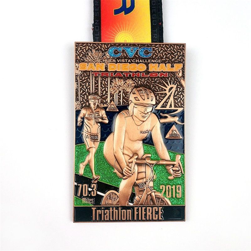 Medaglione di smalto in porcellana che gestisce medaglie di maratona militare medaglie 3d triathlon medaglie