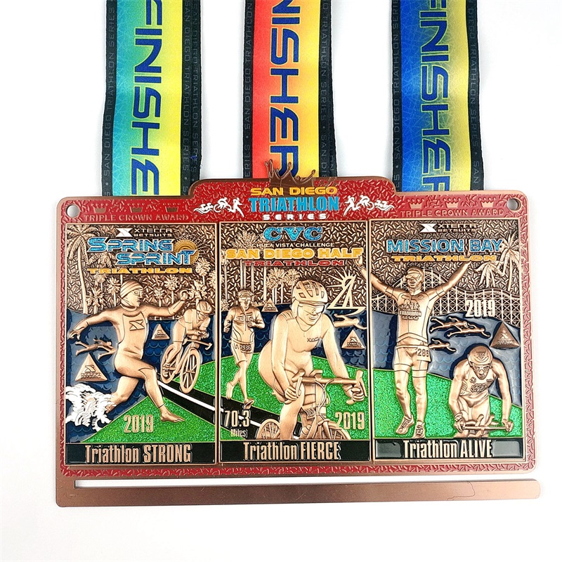 Medaglione di smalto in porcellana che gestisce medaglie di maratona militare medaglie 3d triathlon medaglie
