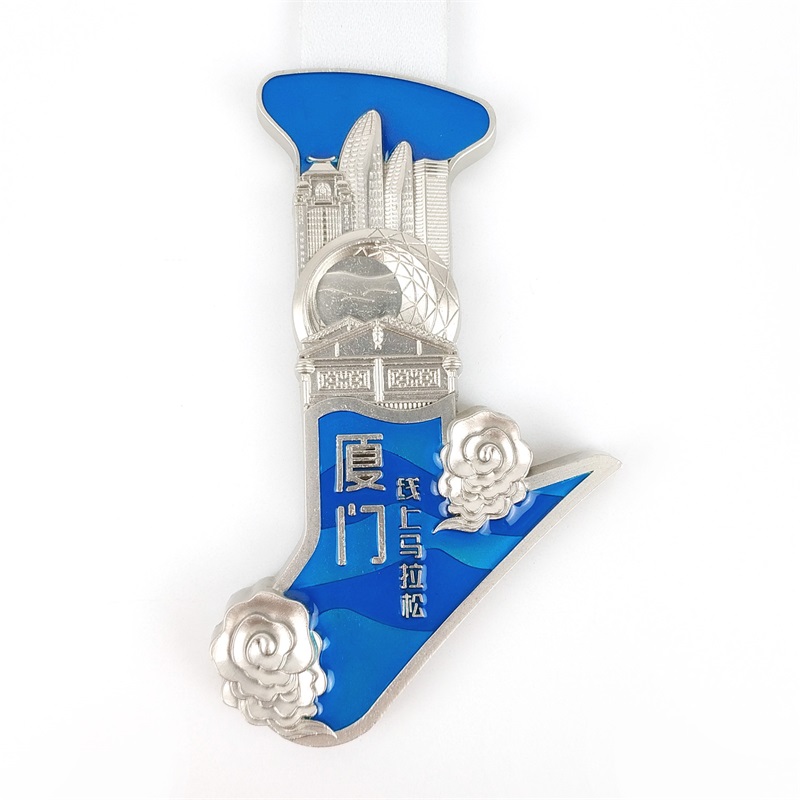 Medaglia di maratona stampato UV stampicata blu medaglia religiosa