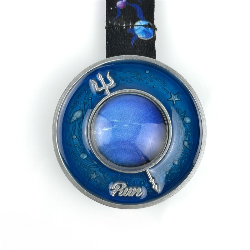 Medaglia di maratona stampato UV stampicata blu medaglia religiosa