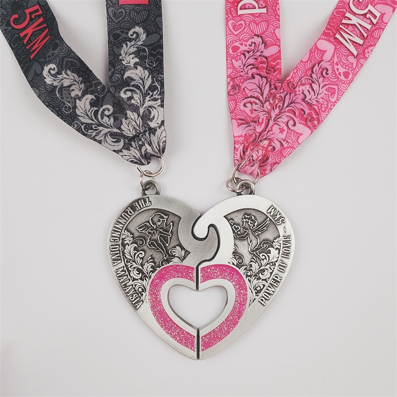Design del cuore adorabile Die Cast Medal Color Medagle 3D Medagle Adesivi di medaglia stampati personalizzati