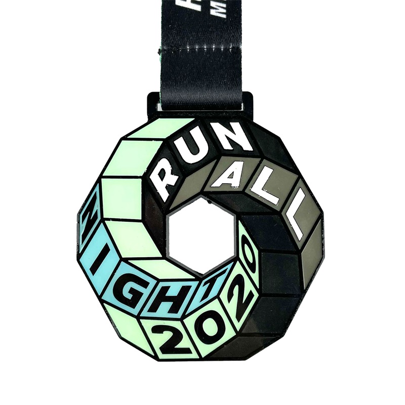 Medaglie 3D in metallo personalizzate per eventi sportivi con medaglie sportive in metallo luminoso a pendente anastro Shinea in the Dark Medal