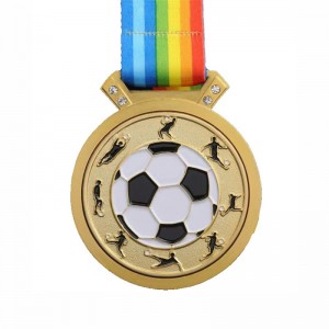 GAG Design Metal 3D Logo Football Soccer Gara Sports Gold Award Medal Custom Medal Custom With Ribbon