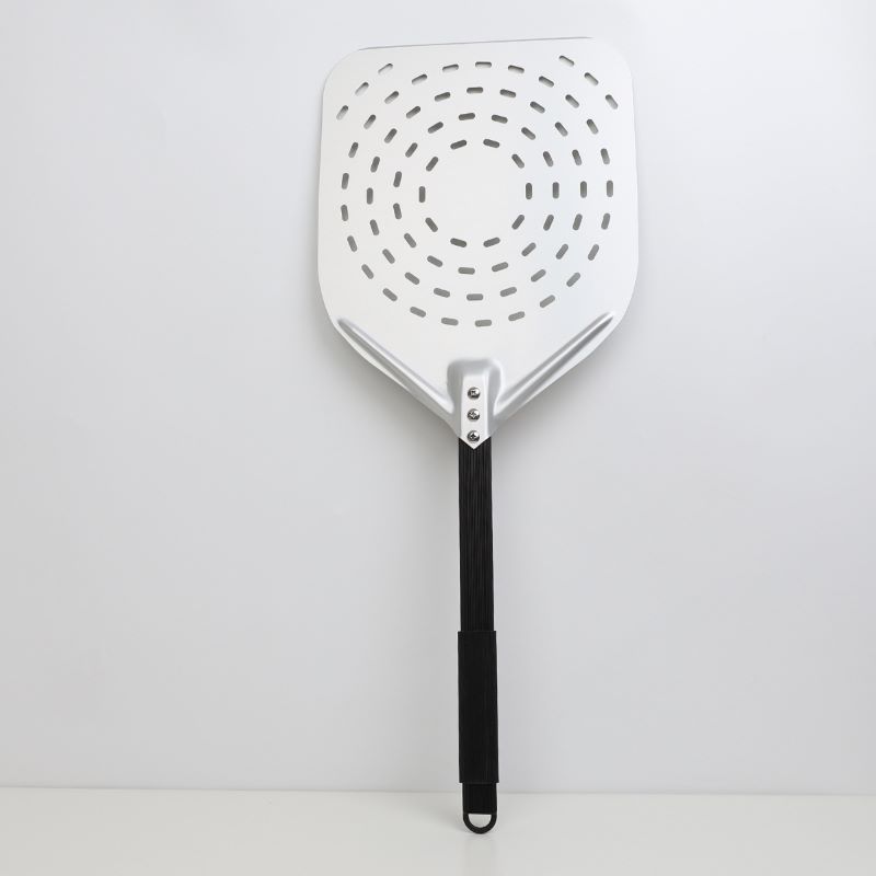 Manico staccabile anodizzato da 12 pollici/13inch/14 pollice in alluminio perforato pizza buccia pizza pala spatola pizza con quattro cerchi