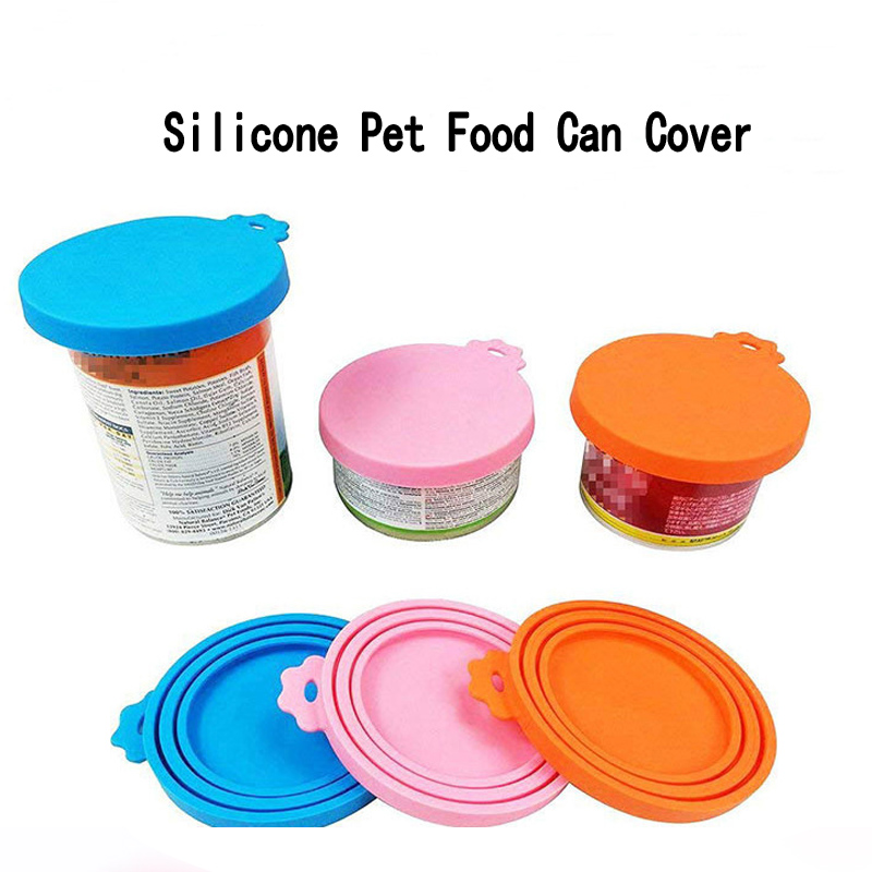 Coperchi del barattolo alimentare in silicone, coperchi del barattolo in silicone gratuiti universali per cibo per cani e gatti, copertura per la conservazione degli alimenti per animali