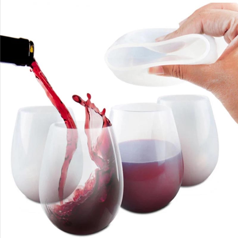 12 once di bicchieri da vino in silicone infrangibile, bicchieri da vino sgranati riutilizzabili per feste, campeggio, spiagge e barche, bicchieri di vino in silicone senza gambo, luppolo hippie,