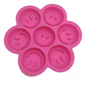 Molde redondo de silicona para cubitos de hielo, con 7 orificios, con rejilla de hielo, cara sonriente creativa