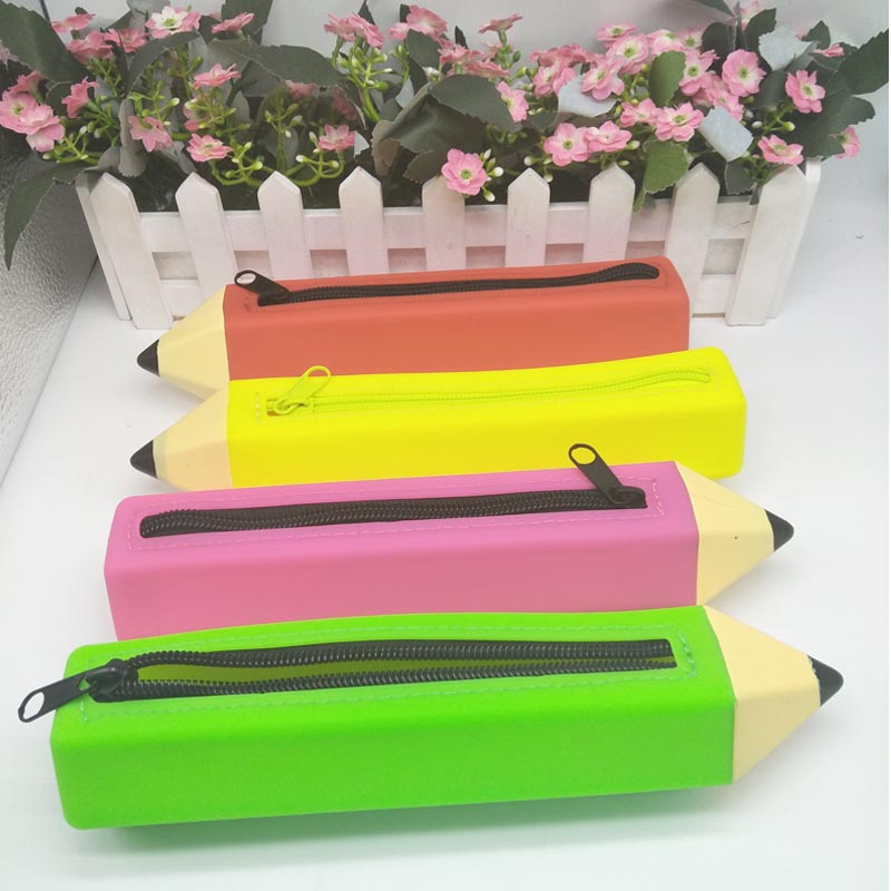 Sacca a matita in silicone, forma di matita a forma di matita, borse di cartoleria in silicone sane e ecologiche, impermeabili e resistenti