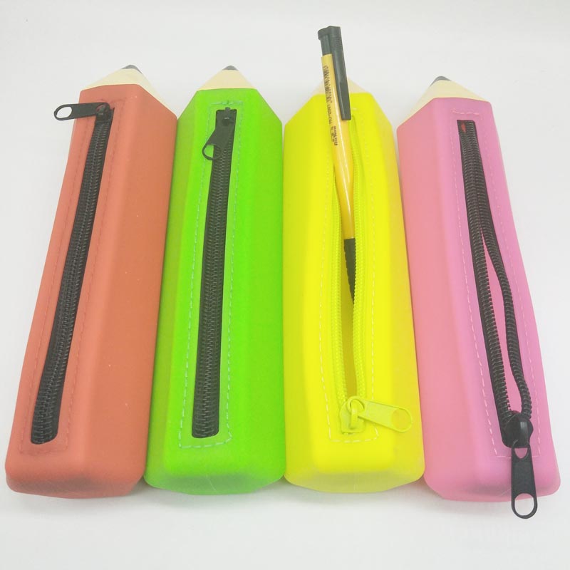 Sacca a matita in silicone, forma di matita a forma di matita, borse di cartoleria in silicone sane e ecologiche, impermeabili e resistenti