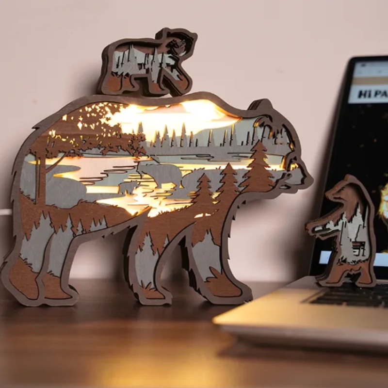 3d ornamenti animali di legno dell'orso polare