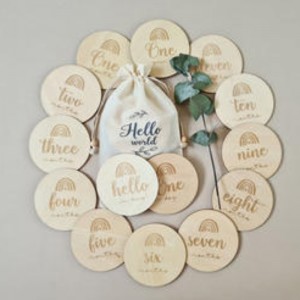 Artefatto in legno Card MontEstone Monto in gravidanza Card Commemorativa mensile in legno