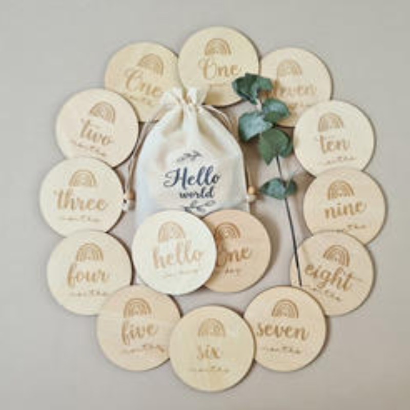 Artefatto in legno Card MontEstone Monto in gravidanza Card Commemorativa mensile in legno