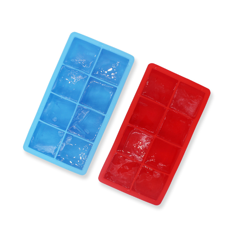 Silicone di rilascio facile e flessibile 8 vassoi di cubetti di ghiaccio grandi, certificati materie prime, cubetti di ghiaccio senza fusione lenta, per whisky, cocktail e succhi di whisky, facili da pulire