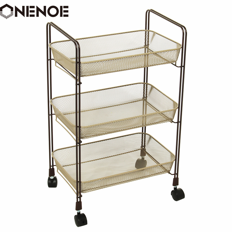 Onenoe Design Modern Metal Mesh Organizzatore a 3 livelli Organizzatore multiuso carrello in rotazione cucina pesante carrello per carrello per carrello con cestini con cestini