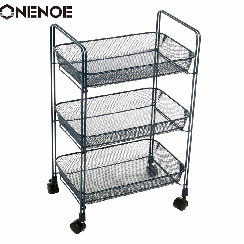 Onenoe Design Modern Metal Mesh Organizzatore a 3 livelli Organizzatore multiuso carrello in rotazione cucina pesante carrello per carrello per carrello con cestini con cestini