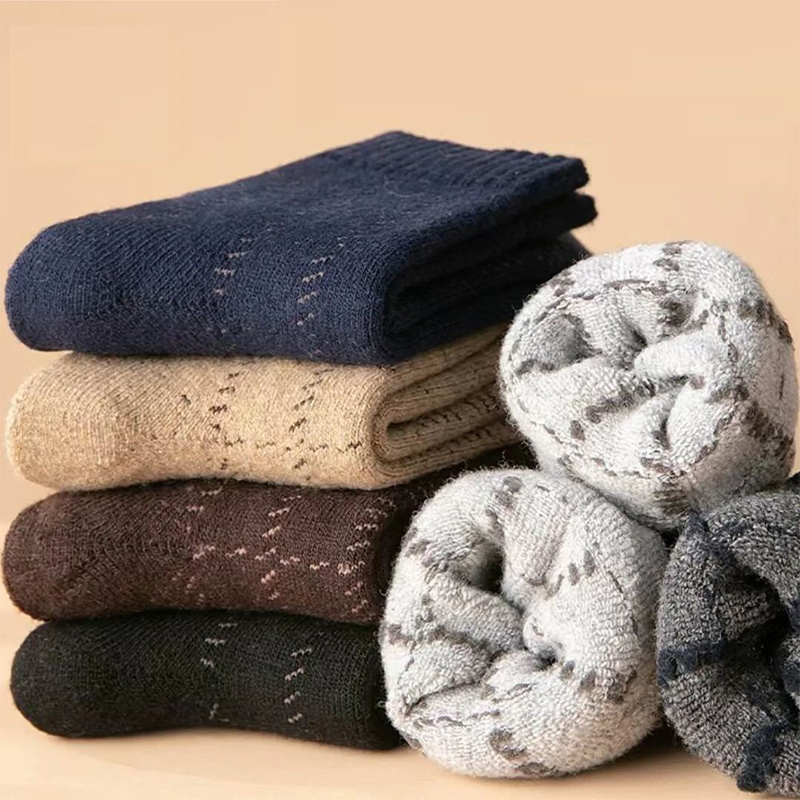 Logo personalizzato all'ingrosso Calzini di lana accoglienti spessi calze invernali unisex Crew invernale