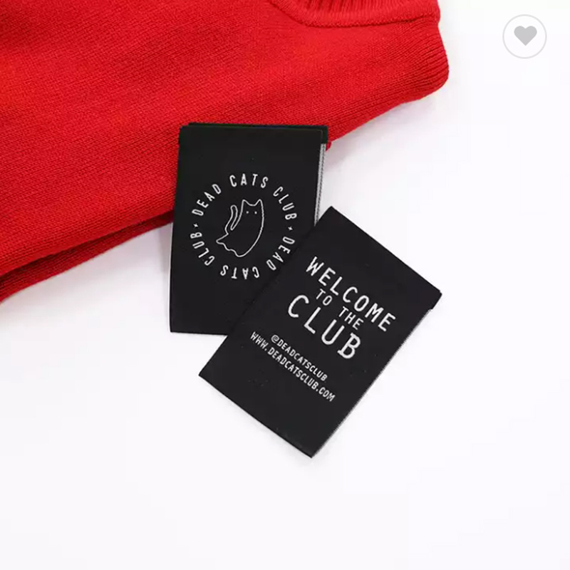Etichetta di abbigliamento personalizzato, segno di tessuto tessile