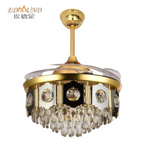 K013 lampadario ventilatore a soffitto con luce con lampadario a ventole di cristallo da 42 pollici remoto con lampadario