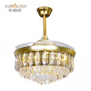 K014 Ventile del soffitto lampadario con luce con lampadario a ventole di cristallo da 42 pollici remoto con lampadario a ventola di cristallo