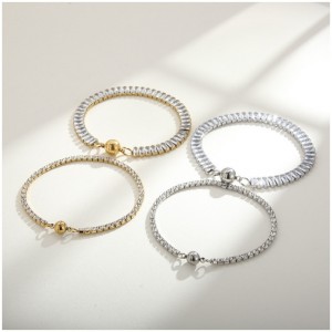 Trend Europa e Stati Uniti Tenda in acciaio in acciaio quadrato zircone a vento ornamenti in acciaio inossidabile in acciaio inossidabile pietra singola fila diamante diamante magneta bracciale