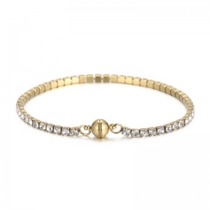 Trend Europa e Stati Uniti Tenda in acciaio in acciaio quadrato zircone a vento ornamenti in acciaio inossidabile in acciaio inossidabile pietra singola fila diamante diamante magneta bracciale