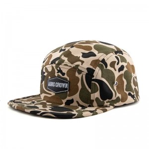 Cappelli a snapback a bordo piatto comodi di alta qualità personalizzati per bambini a 5 pannelli con patch in pelle