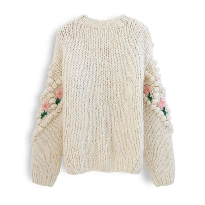 Pulsante a maglia a maglia personalizzata Crochet ricamato ricamato più maglioni da donna