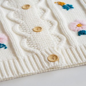 Cardigan a maniche lunghe a maniche lunghe per bambini ricami a mano pura