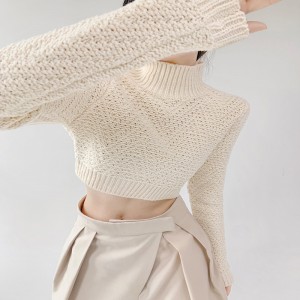 Maglione a metà collo a maglia grezza