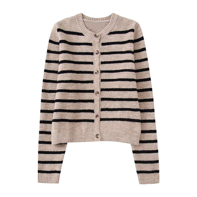 Autunnonuovo maglione a strisce di moda Cardigan Candata lunga Significa abbottonate femminili
