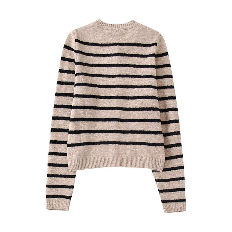 Autunnonuovo maglione a strisce di moda Cardigan Candata lunga Significa abbottonate femminili