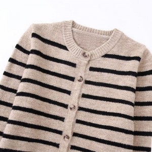 Autunnonuovo maglione a strisce di moda Cardigan Candata lunga Significa abbottonate femminili