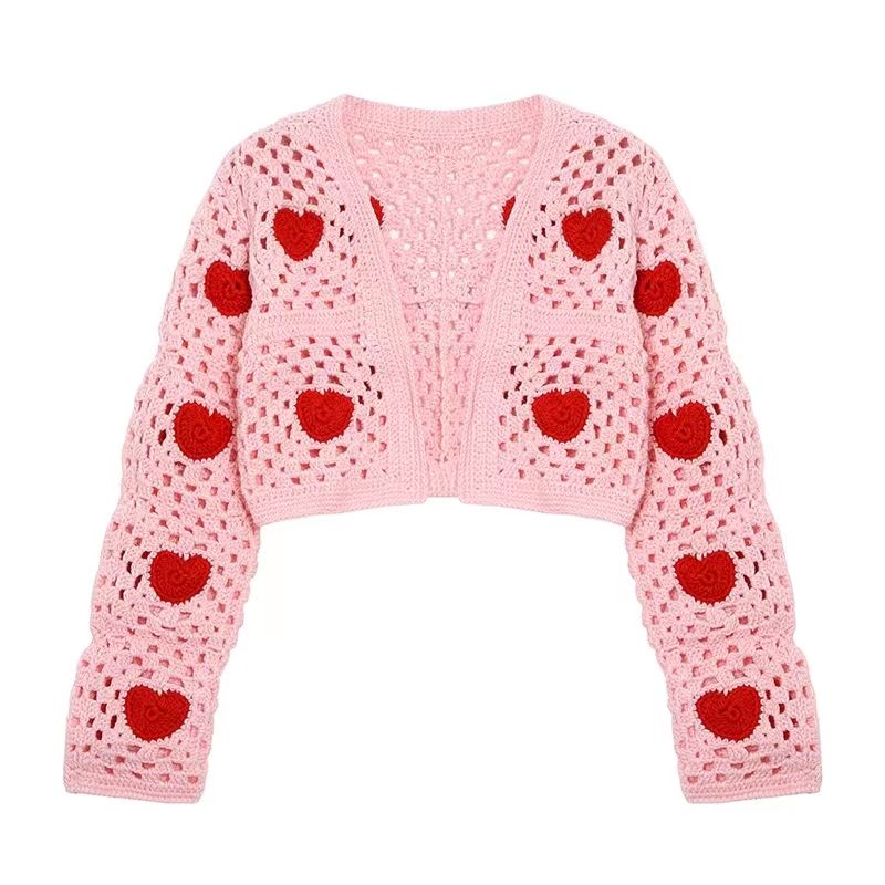 Magni femminile all'uncinetto Hollow-out Love RACMING MIGLIO CARDIGAN