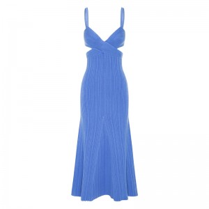 OEM Summer Holiday Party Sexy Telut Waist Effect Cross Effect Sighi Casual Custom Solid Colore Mini Abiti a maglia Mini Abiti Donne