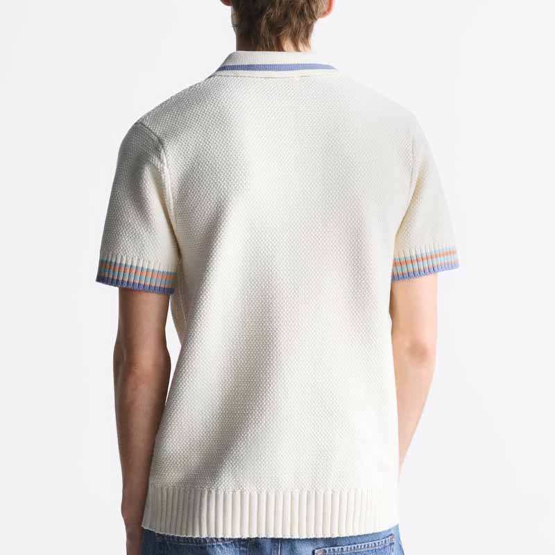 Polo Shirt Man Top Cotton Knitting Men maniche a strisce leggere