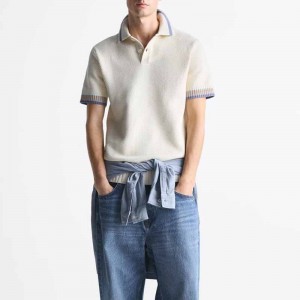 Polo Shirt Man Top Cotton Knitting Men maniche a strisce leggere