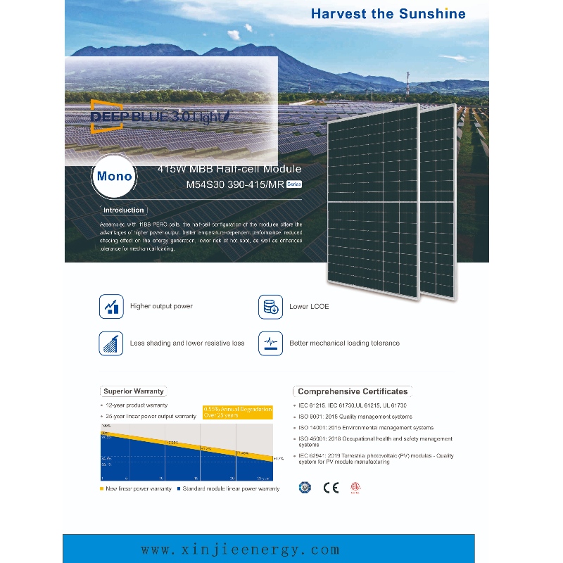 Nuovo Design Sistema di pannelli di energia solare 390-415 W online vendita online