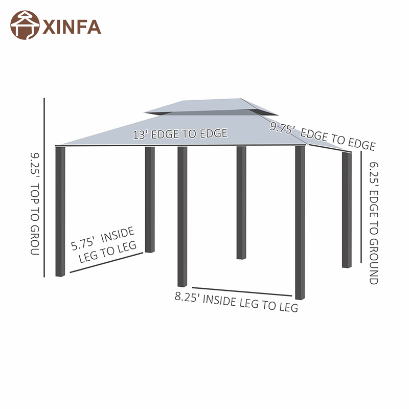10 \\ 'x 13 \\' pergola gazebo morbida esterna con tende, gazebo in telaio in acciaio a 2 livelli per patio, grigio salvia