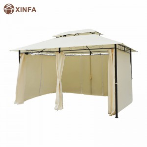 10 \\\\ \'x 13 \\\\\' pergola gazebo morbida esterna con tende, gazebo in telaio in acciaio a 2 livelli per patio, crema bianca
