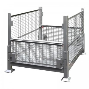 Contenitore di massa in maglia in metallo con porte a mezza caduta - pieghevole