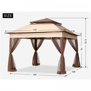 Forniture da giardino pergola in alluminio gazebo da esterno attività esterna con zanzara, marrone chiaro